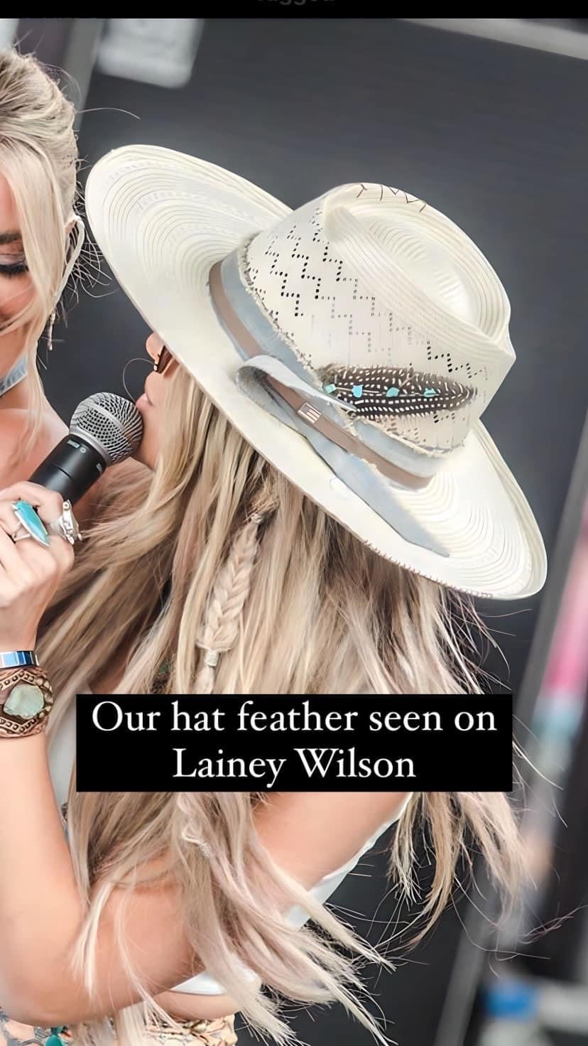 Hat feathers with Turquoise stones